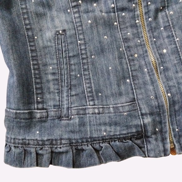 Rhinestone Denim Jacket, Juniors Size M - Picture 5 of 7